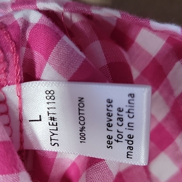 Sugar Rain Size M Pink White Gingham Button Down Long Sleeve Shirt - Picture 12 of 12